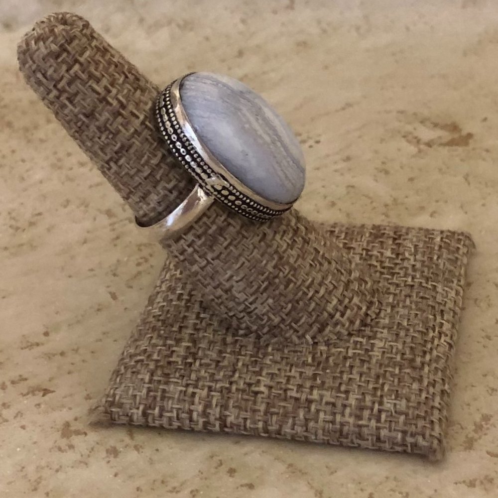 NWOT Blue Lace Agate Gemstone Ring Size 8.5